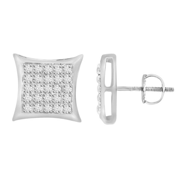 MEN'S EARRINGS 1/6 CT ROUND DIAMOND 10K WHITE GOLD