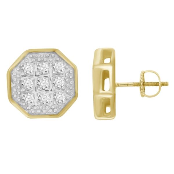 MEN'S EARRING 1/20 CT ROUND DIAMOND 10K YELLOW GOLD