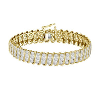 Thumbnail for LADIES BRACELET 2 CT ROUND DIAMOND SILVER YELLOW PLATED