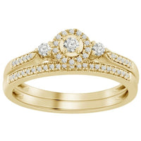 Thumbnail for LADIES BRIDAL RING SET 1/4 CT ROUND DIAMOND 10K YELLOW GOLD
