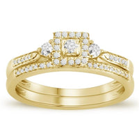 Thumbnail for LADIES BRIDAL RING SET 1/4 CT ROUND DIAMOND 10K YELLOW GOLD