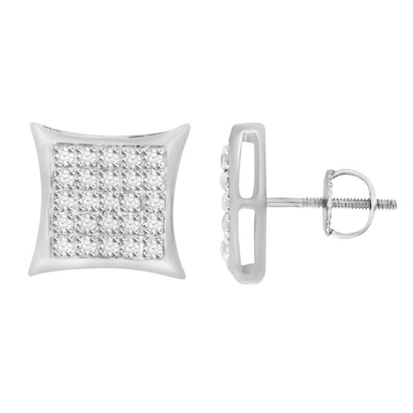 MEN'S YUVA EARRINGS 1/4 CT ROUND DIAMOND SILVER