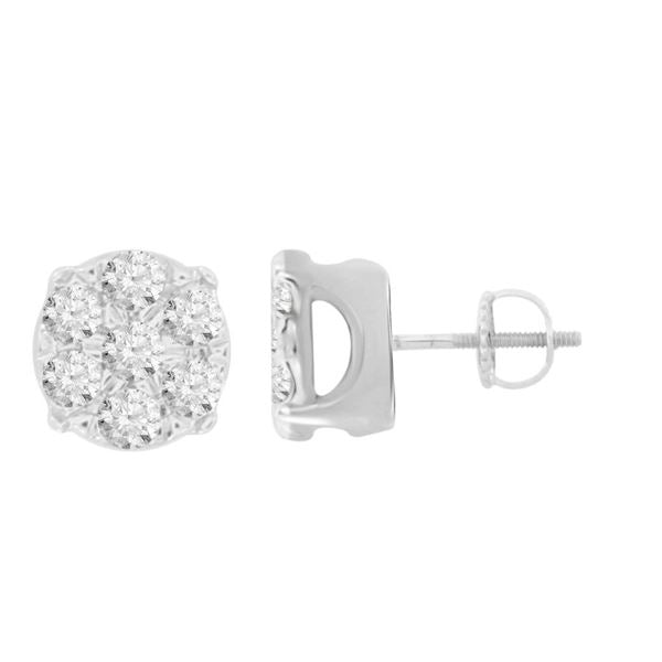 MEN'S EARRINGS 1/4 CT ROUND DIAMOND 10K WHITE GOLD