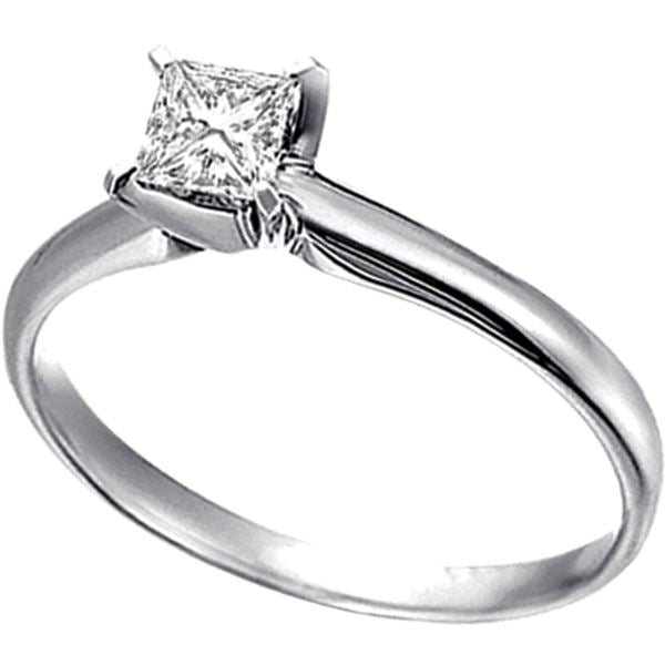 LADIES RING 1/4 CT PRINCESS DIAMOND 14K WHITE GOLD