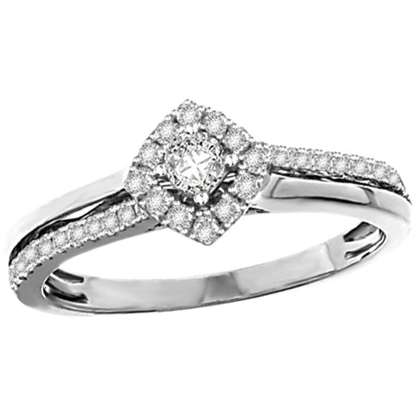 LADIES RING 1/6 CT ROUND DIAMOND LADIES 10K WHITE GOLD