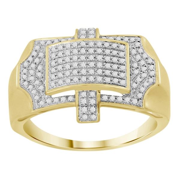 MEN'S RING 3/8 CT ROUND DIAMOND 10K YELLOW GOLD