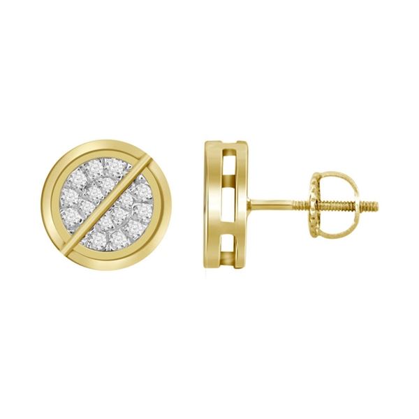 MEN'S EARRINGS 1/2 CT ROUND DIAMOND 10K YELLOW GOLD
