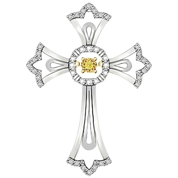 LADIES PENDANT 1/6 CT ROUND/CANARY DIAMOND 10K  TT WHITE & YELLOW GOLD