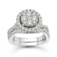 Thumbnail for LADIES BRIDAL RING SET 1 1/2 CT ROUND DIAMOND 14K WHITE GOLD