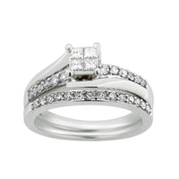 Thumbnail for LADIES BRIDAL RING SET 1/2 CT ROUND/PRINCESS DIAMOND 10K WHITE GOLD