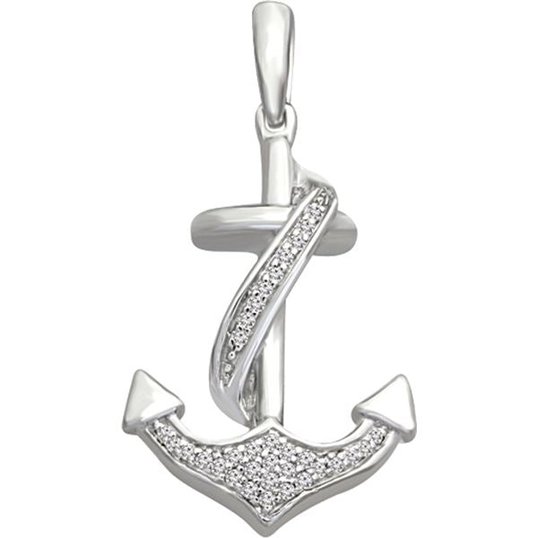 LADIES PENDANT 1/20 CT ROUND DIAMOND 10K WHITE GOLD