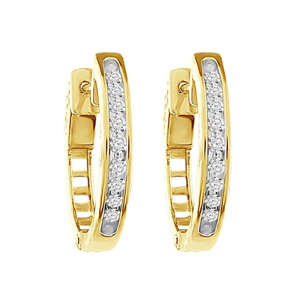 LADIES HOOP 1 CT ROUND DIAMOND 10K YELLOW GOLD
