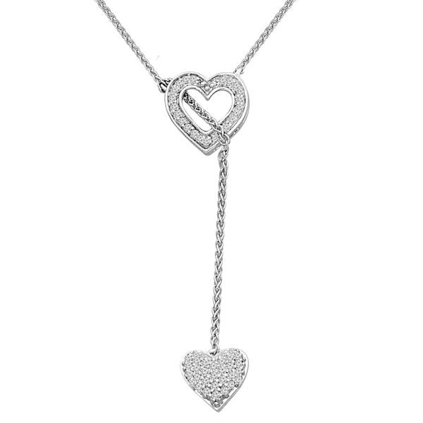 LADIES NECKLACE 1/6 CT ROUND DIAMOND 10K WHITE GOLD