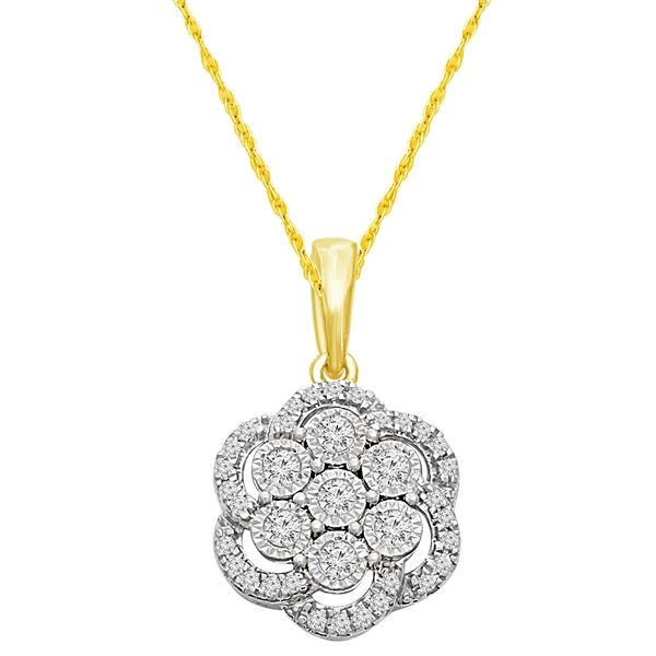 LADIES PENDANT 1/4 CT ROUND DIAMOND 10K YELLOW GOLD