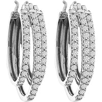 Thumbnail for LADIES HOOPS 1 CT ROUND DIAMOND 10K WHITE GOLD