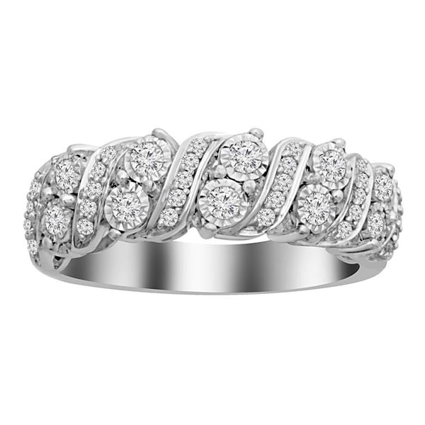 LADIES BAND 1/2 CT ROUND DIAMOND 10K WHITE GOLD