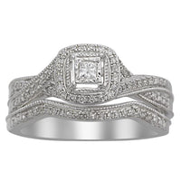 Thumbnail for LADIES BRIDAL RING SET 1/4 CT ROUND/PRINCESS DIAMOND 10K WHITE GOLD