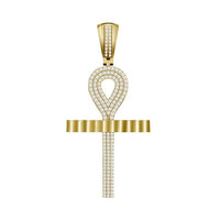 Thumbnail for MEN'S CROSS 3/8 CT ROUND DIAMOND 10K YELLOW GOLD