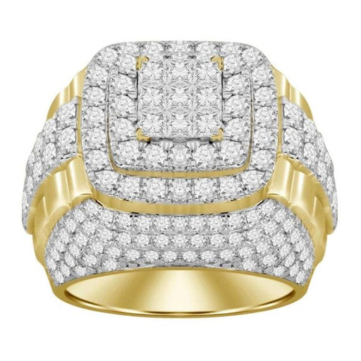 MEN'S RING 5 CT ROUND DIAMOND 14K YELLOW GOLD