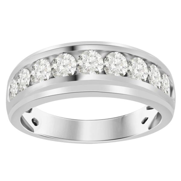 MEN'S BAND 1 1/2 ROUND DIAMOND 10K WHITE GOLD