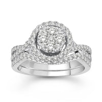 Thumbnail for LADIES BRIDAL RING SET 1 CT ROUND DIAMOND 14K WHITE GOLD