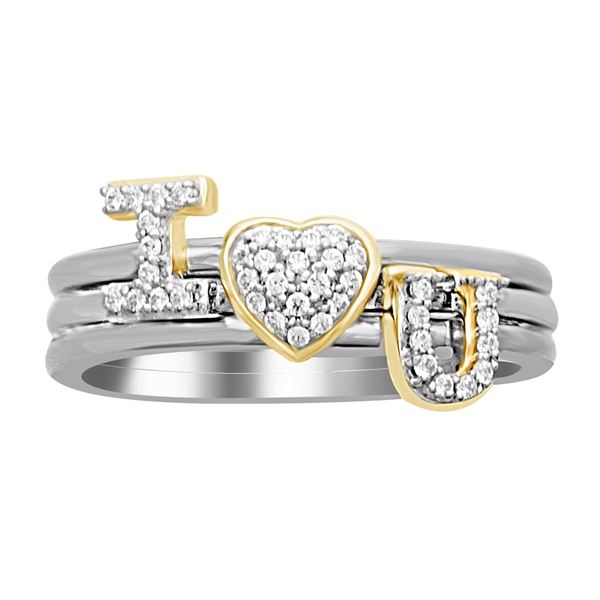 LADIES RING 1/6 CT ROUND DIAMOND SILVER YELLOW PLATED