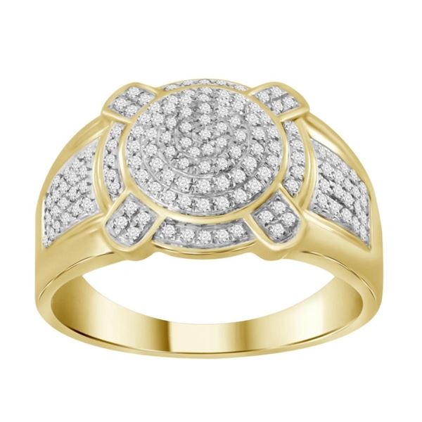 MEN'S RING 1/2 CT ROUND DIAMOND 10K YELLOW GOLD