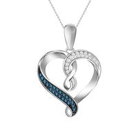 Thumbnail for LADIES PENDANT 1/10 CT WHITE/BLUE  ROUND DIAMOND 10K WHITE GOLD