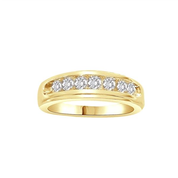 MEN'S BAND 3/4 CT ROUND DIAMOND 10K YELLOW GOLD