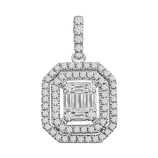 LADIES PENDANT 1/2 CT ROUND/BAGUETTE DIAMOND 14K WHITE GOLD