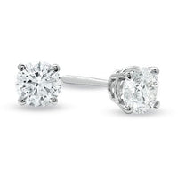 Thumbnail for LADIES SOLITAIRE EARRINGS 5/8 CT ROUND DIAMOND 14K WHITE GOLD
