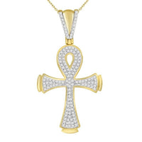 Thumbnail for MEN'S CROSS 1/3 CT ROUND DIAMOND 10K YELLOW GOLD