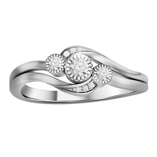 LADIES RING 1/6 CT ROUND DIAMOND 10K WHITE GOLD