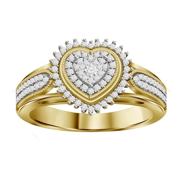 LADIES RING 1/3 CT ROUND DIAMOND 10K YELLOW GOLD