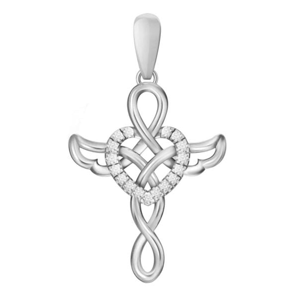 LADIES PENDANT 1/20 CT ROUND DIAMOND 10K WHITE GOLD