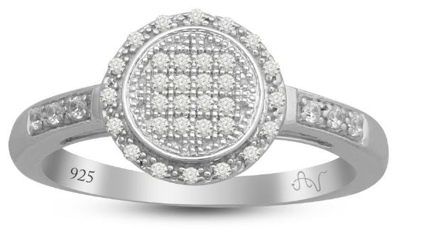 LADIES RING 1/5 CT ROUND DIAMOND SILVER