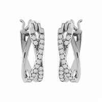 Thumbnail for LADIES HOOP 1/4 CT ROUND DIAMOND 10K WHITE GOLD