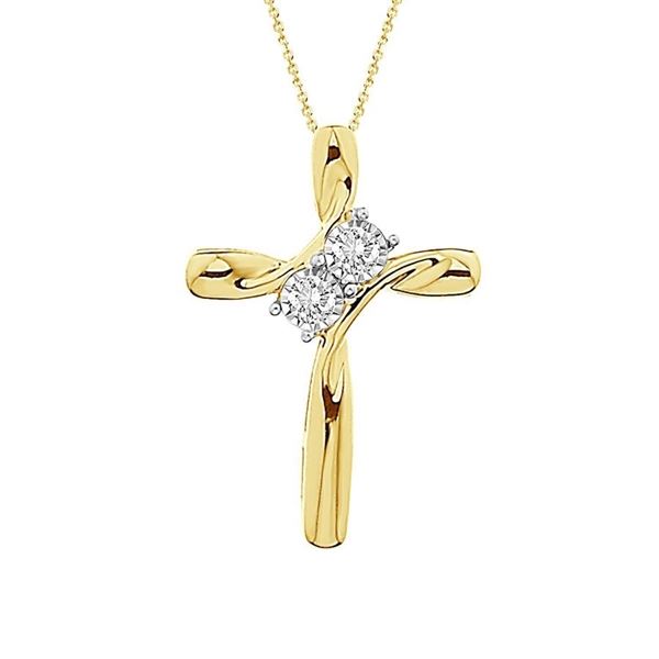 LADIES PENDANT 1/10 CT ROUND DIAMOND 10K YELLOW GOLD