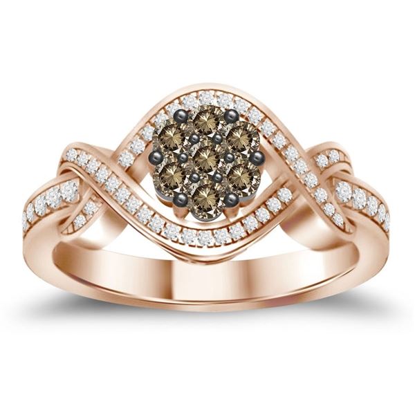 LADIES RING 1/2 CT ROUND /CAPPUCCINO 10K ROSE GOLD