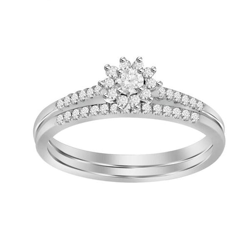 LADIES BRIDAL RING SET 1/3 CT ROUND DIAMOND 10K WHITE GOLD