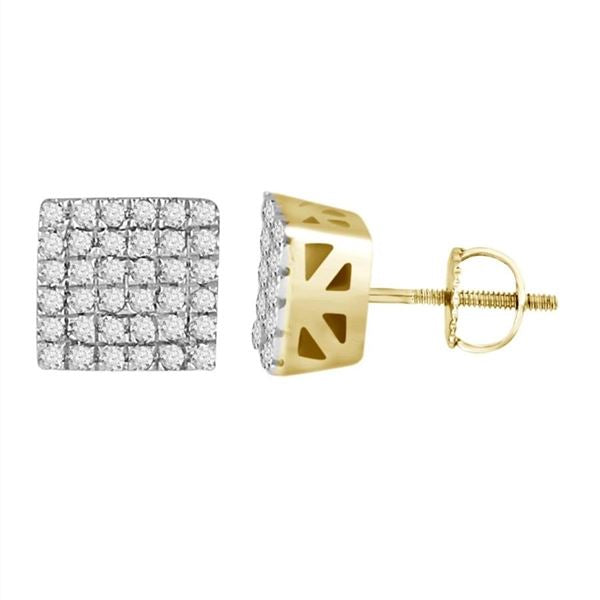 MEN'S EARRINGS 1/4 CT ROUND DIAMOND 10K YELLOW GOLD