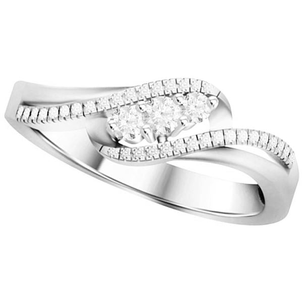 LADIES RING 1/6 CT ROUND DIAMOND 10K WHITE GOLD