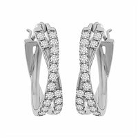 Thumbnail for LADIES HOOP EARRINGS 1 CT ROUND DIAMOND 10K WHITE GOLD