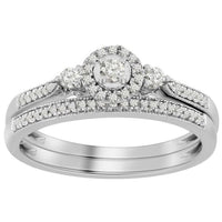 Thumbnail for LADIES BRIDAL RING SET 1/4 CT ROUND DIAMOND 10K WHITE GOLD