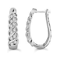 Thumbnail for LADIES HOOPS 1 CT ROUND DIAMOND 10K WHITE GOLD