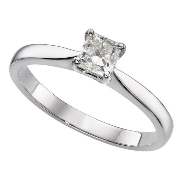 LADIES RING 1/2 CT PRINCESS DIAMOND 14K WHITE GOLD