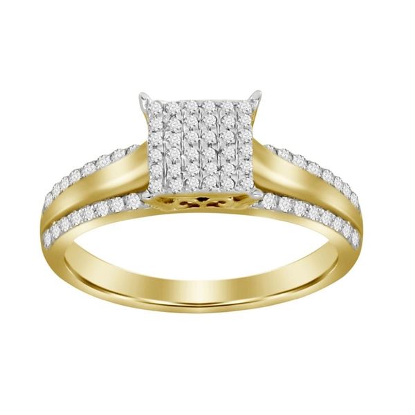 LADIES RING 1/5 CT ROUND DIAMOND 10K YELLOW GOLD