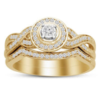 Thumbnail for LADIES BRIDAL RING SET 1/4 CT ROUND DIAMOND 10K YELLOW GOLD