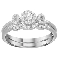 Thumbnail for LADIES BRIDAL RING SET 1/3 CT ROUND DIAMOND 10K WHITE GOLD