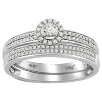 Thumbnail for LADIES BRIDAL RING SET 1/4 CT ROUND DIAMOND 10K WHITE GOLD